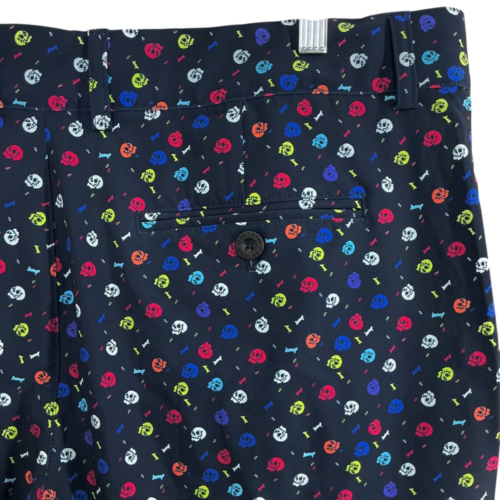NEW Maelreg ProFlex Golf Shorts Men's 38 Navy Skull Novelty Print Stretch NWT - Picture 2 of 6